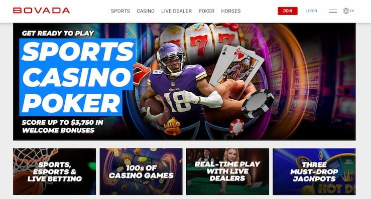 Bovada gambling website homepage